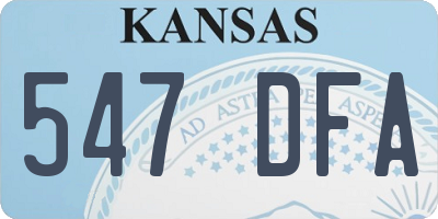 KS license plate 547DFA