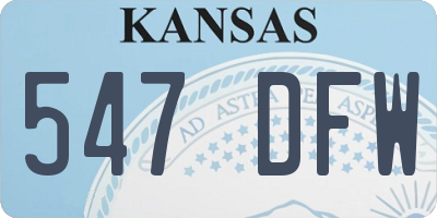 KS license plate 547DFW