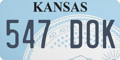 KS license plate 547DOK