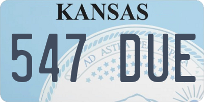 KS license plate 547DUE