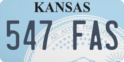 KS license plate 547FAS