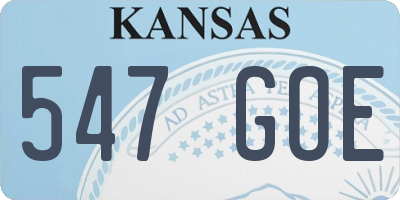 KS license plate 547GOE