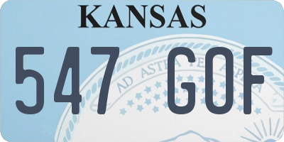 KS license plate 547GOF
