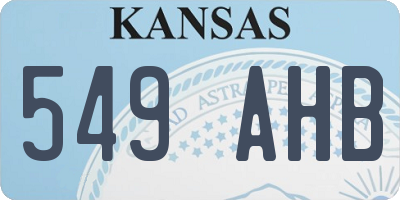 KS license plate 549AHB