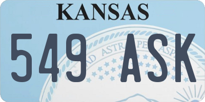 KS license plate 549ASK