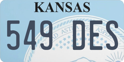 KS license plate 549DES