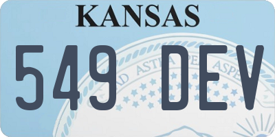 KS license plate 549DEV