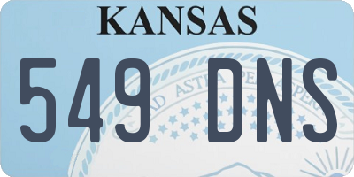 KS license plate 549DNS