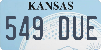 KS license plate 549DUE