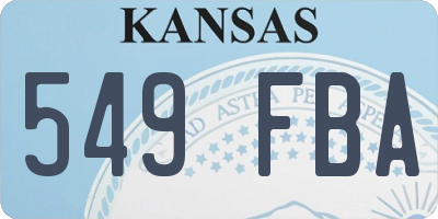 KS license plate 549FBA