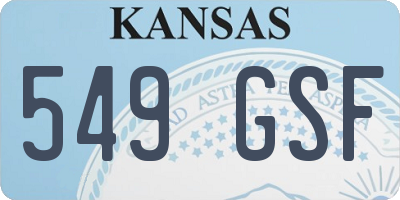 KS license plate 549GSF