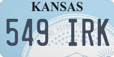 KS license plate 549IRK