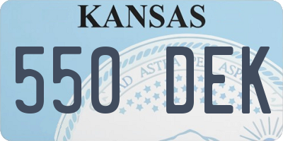 KS license plate 550DEK