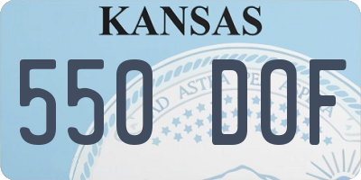 KS license plate 550DOF