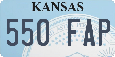 KS license plate 550FAP