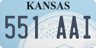 KS license plate 551AAI