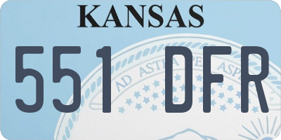 KS license plate 551DFR