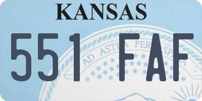 KS license plate 551FAF