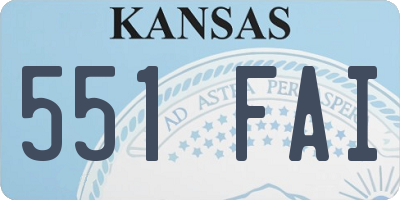 KS license plate 551FAI