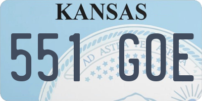 KS license plate 551GOE
