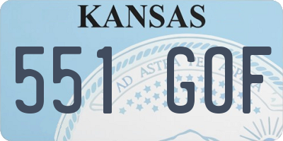 KS license plate 551GOF