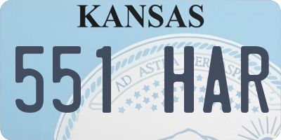 KS license plate 551HAR