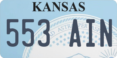 KS license plate 553AIN