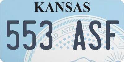 KS license plate 553ASF