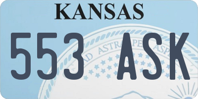 KS license plate 553ASK