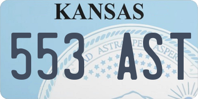 KS license plate 553AST