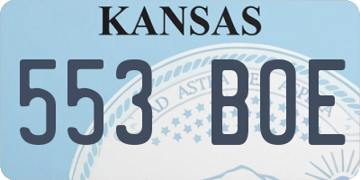 KS license plate 553BOE