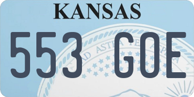 KS license plate 553GOE