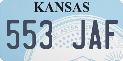 KS license plate 553JAF