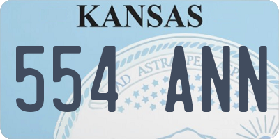 KS license plate 554ANN