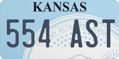 KS license plate 554AST