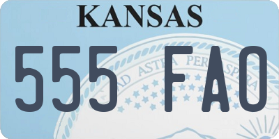 KS license plate 555FAO