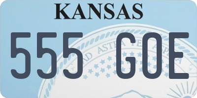 KS license plate 555GOE