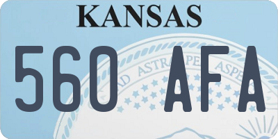 KS license plate 560AFA