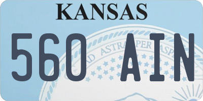 KS license plate 560AIN