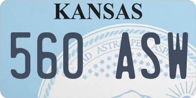 KS license plate 560ASW