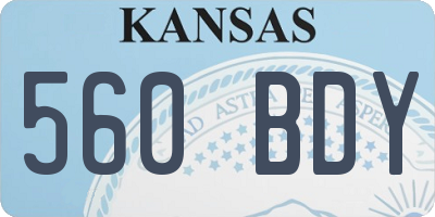 KS license plate 560BDY