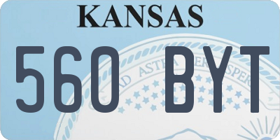KS license plate 560BYT