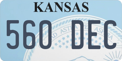 KS license plate 560DEC