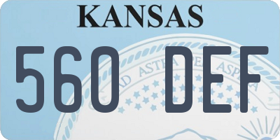 KS license plate 560DEF