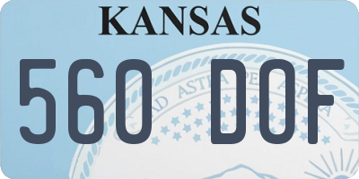KS license plate 560DOF
