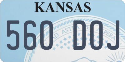 KS license plate 560DOJ