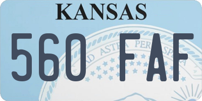 KS license plate 560FAF