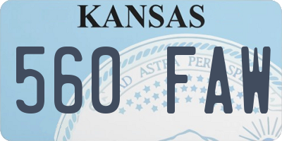 KS license plate 560FAW