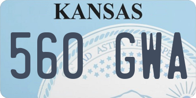 KS license plate 560GWA