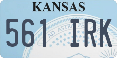 KS license plate 561IRK
